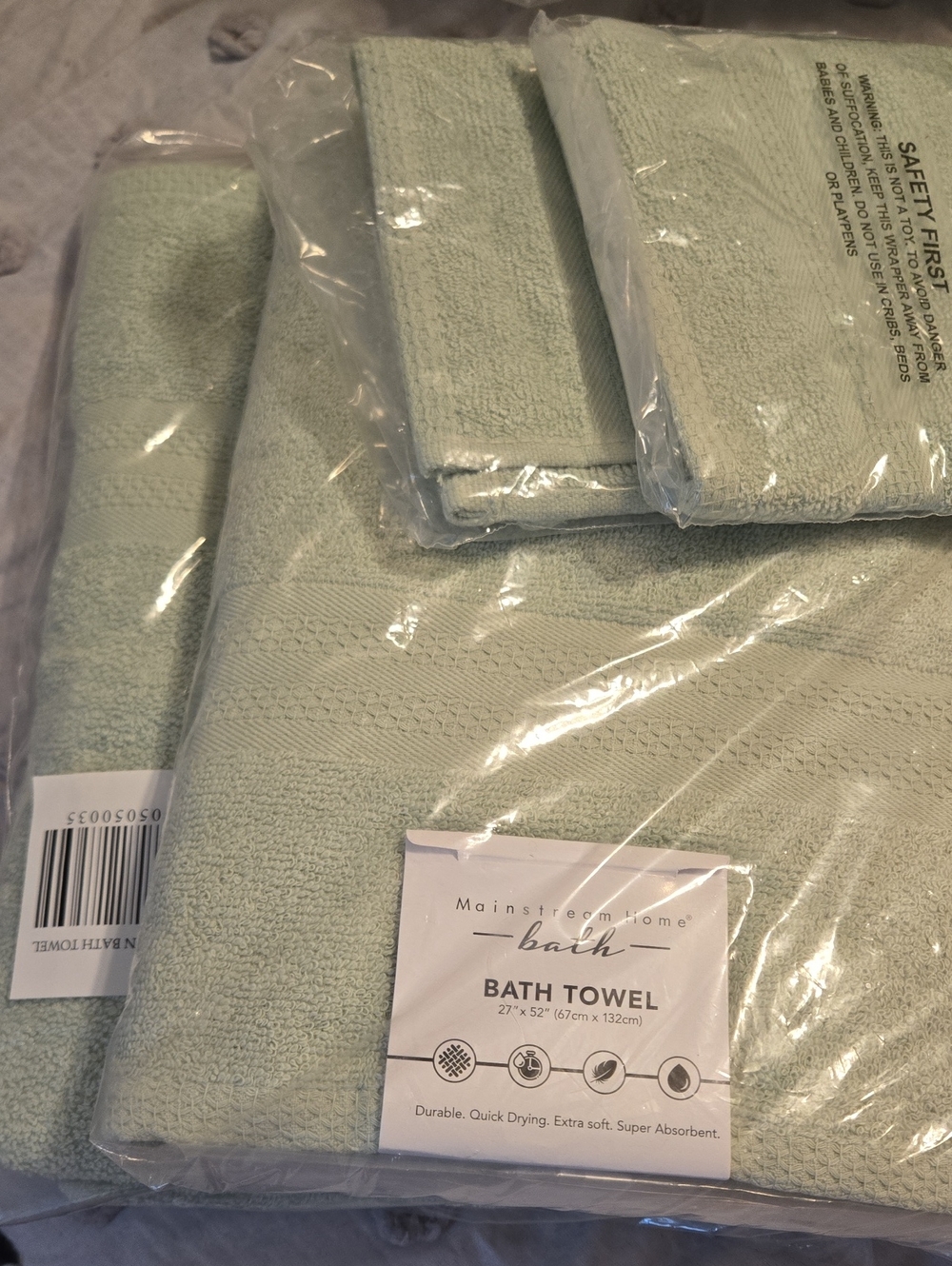 Mainstreams Home Mint Green Bath Towel Set - Soft, Absorbent Towels